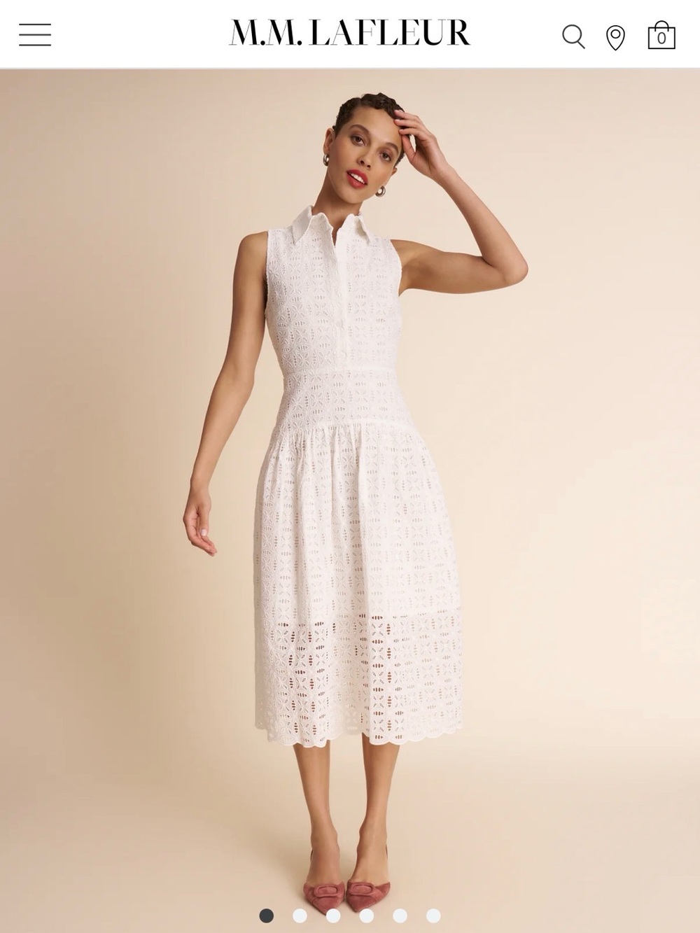MM.LaFleur White Sleeveless Eyelet Midi Dress - Picture 3 of 7